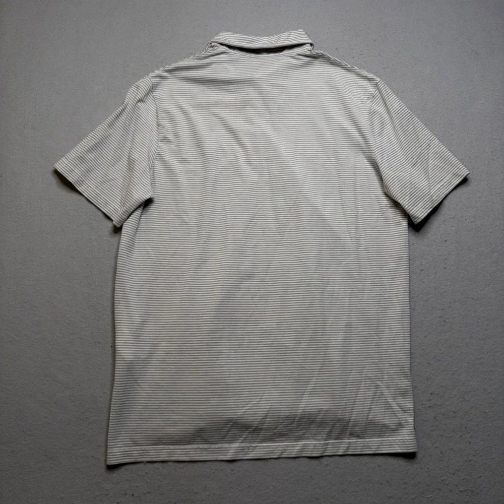 Ralph Lauren Polo Shirt Mens Large Grey Striped Short Sleeve Pony Logo Classic